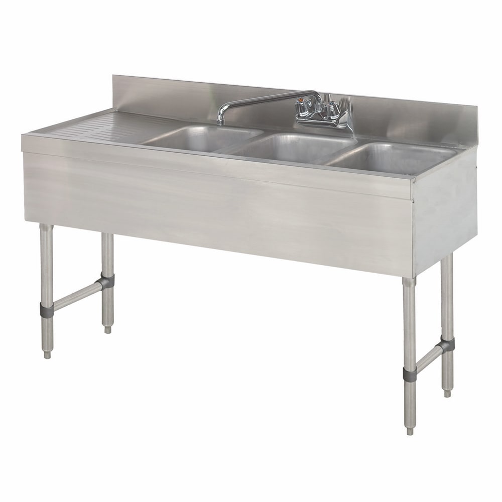Advance Tabco SLB-43R 48" 3 Compartment Sink w/ 10"L x 14"W Bowl, 10" Deep