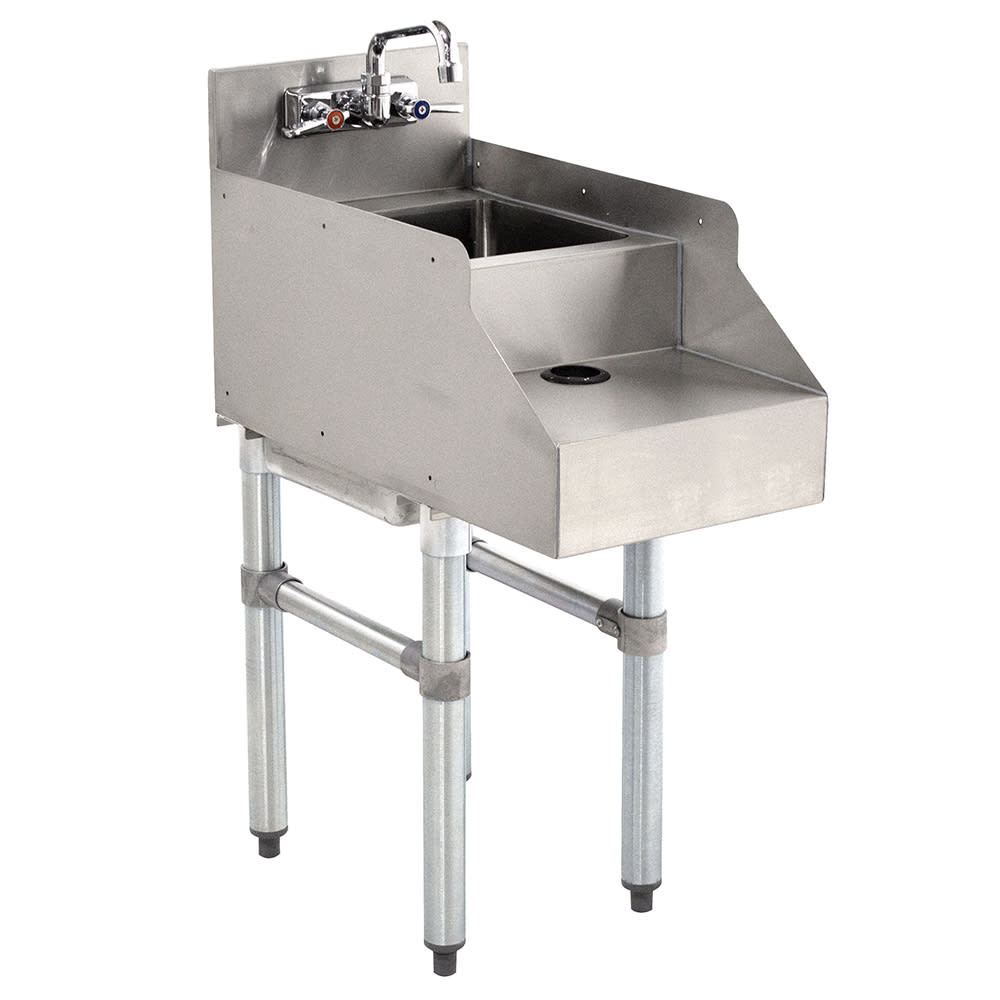 Advance Tabco SL-RS-12 12" Underbar Add-On Unit, Blender Recess Stainless Sink w/ Gooseneck Faucet