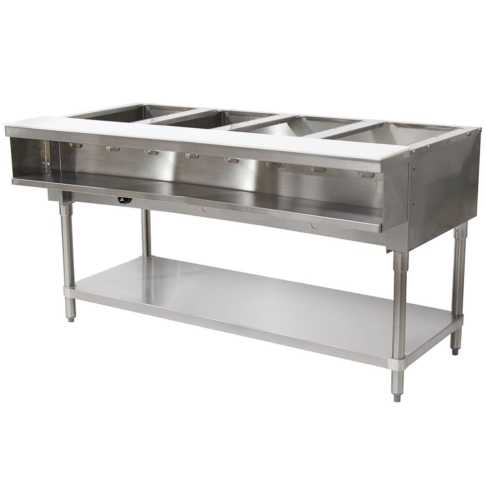 Advance Tabco WB-4G-NAT 62 7/16 Hot Food Table w/ (4) Wells & Cutting Board, Natural Gas
