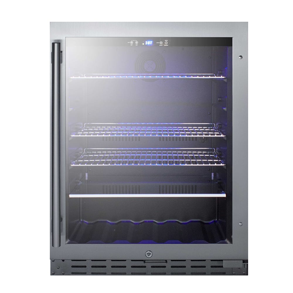 Summit ALBV2466CSS 23 1/2"W Undercounter Refrigerator w/ (1) Section & (1) Glass Door - Stainless Steel, 115v