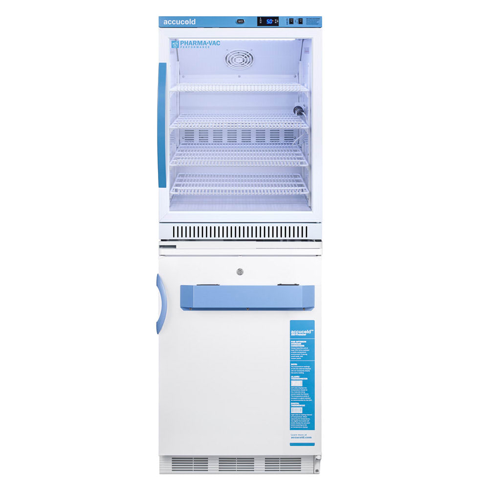 Accucold 9.2 cu ft Medical Refrigerator/Freezer Combo w/ Antimicrobial Handle - White, 115v (ARG6PV-VT65MLSTACKME)