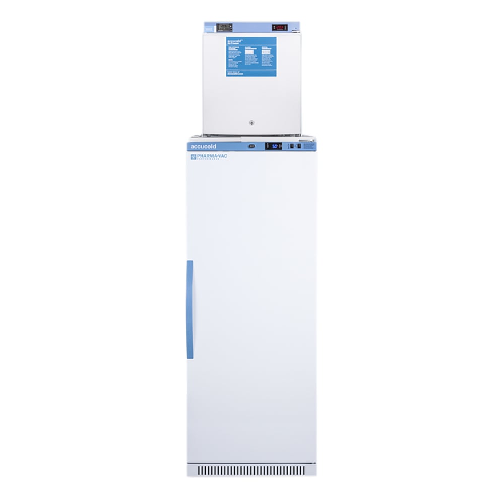 Accucold 13.4 cu ft Stacked Medical Refrigerator/Freezer Combo - White, 115v (ARS12PV-FS24LSTACKMED2)