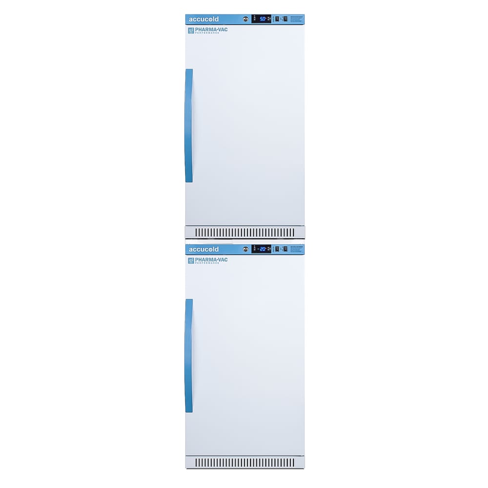 Accucold 5.3 cu ft Medical Refrigerator/Freezer Combo w/ Antimicrobial Handle - White, 115v (ARS32PVBIADA-AFZ2PVBIADASTACK)