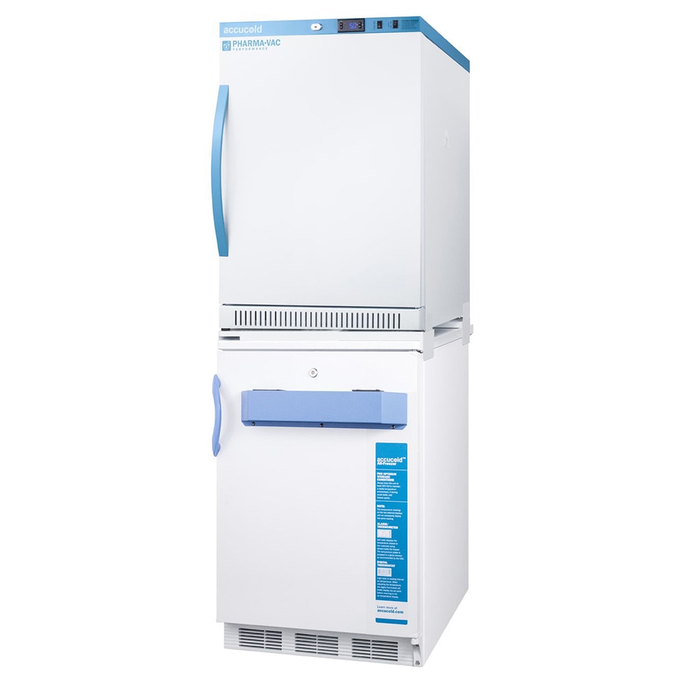 Accucold 9.2 cu ft Medical Refrigerator/Freezer Combo w/ Antimicrobial Handle - White, 115v (ARS6PV-VT65MLSTACKME)