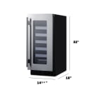Summit ASDW1522 15" One Section Built In Wine Cooler w/ (1) Zone - 18 Bottle Capacity, 115v thumbnail 4
