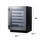 Summit ASDW2412 24" One Section Built In Wine Cooler w/ (1) Zone - 33 Bottle Capacity, 115v thumbnail 4
