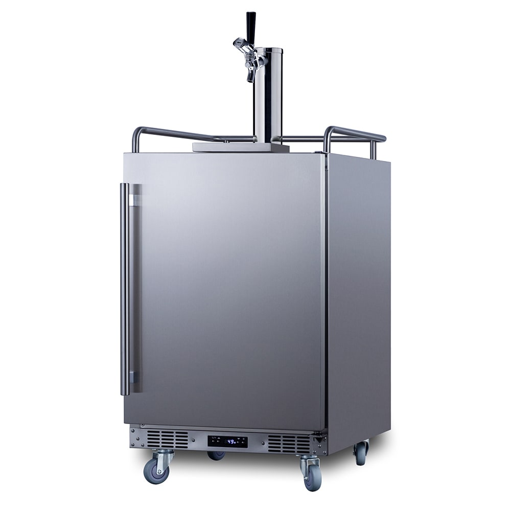 Summit BC74OSCOM 24" Kegerator Beer Dispenser w/ (3) 1/6 Keg Capacity - (1) Column, Stainless, 115v