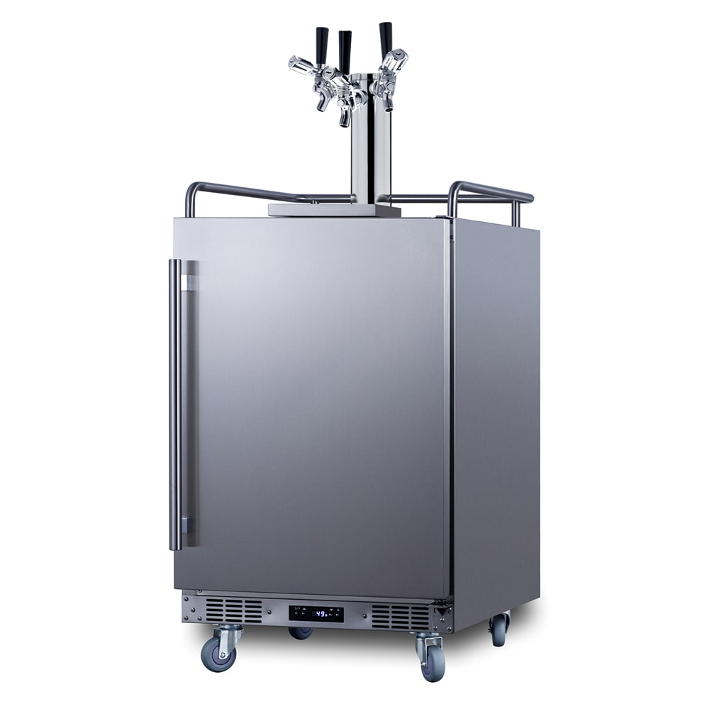 Summit BC74OSCOMTRIPLE 24" Kegerator Beer Dispenser w/ (3) 1/6 Keg Capacity - (1) Column, Stainless, 115v