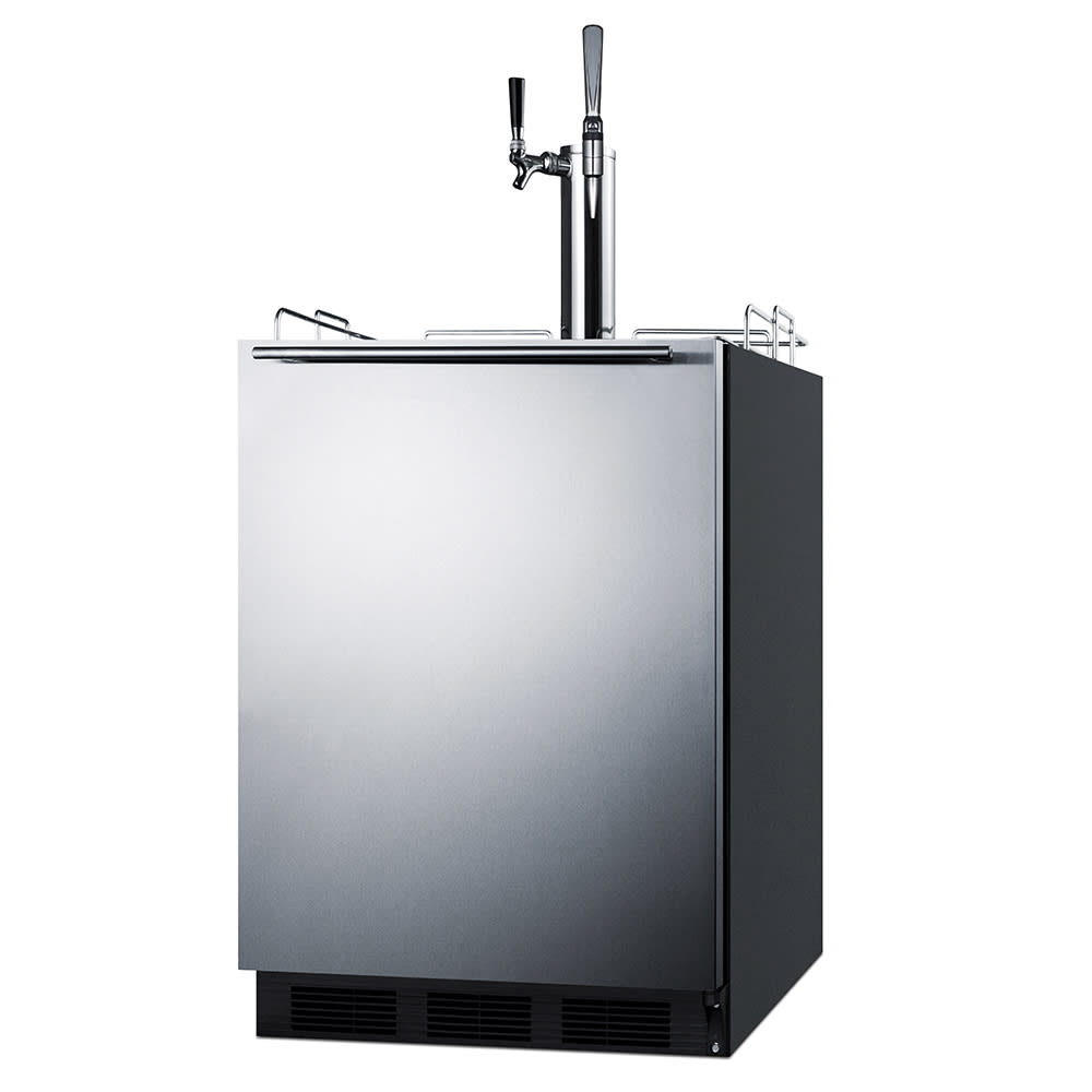 Summit SBC58BLBIADACMTWIN 24" Draft Cold Brew & Nitro Coffee Dispenser - (1) Column & (2) Taps, Black/Stainless, 115v