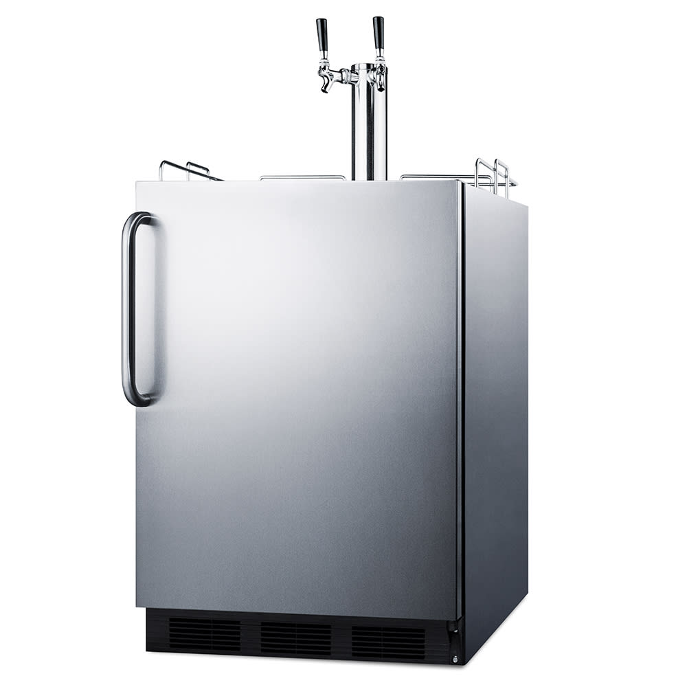 Summit SBC58BLBICSSADA 24" Kegerator Beer Dispenser w/ (2) Keg Capacity - (1) Column, Stainless, 115v