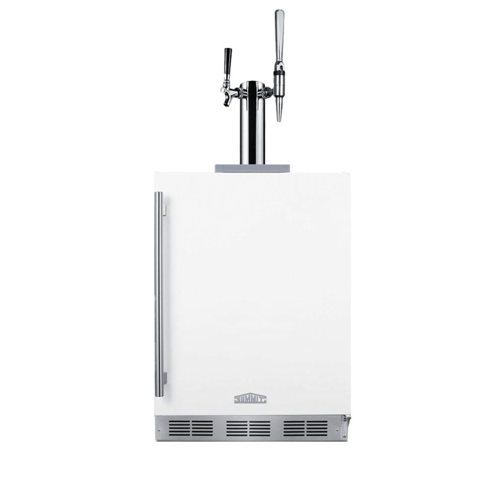 Summit SBC58WHBIADACMTWIN 23 5/8" Draft Cold Brew & Nitro Coffee Dispenser - (1) Column & (2) Taps, White, 115v