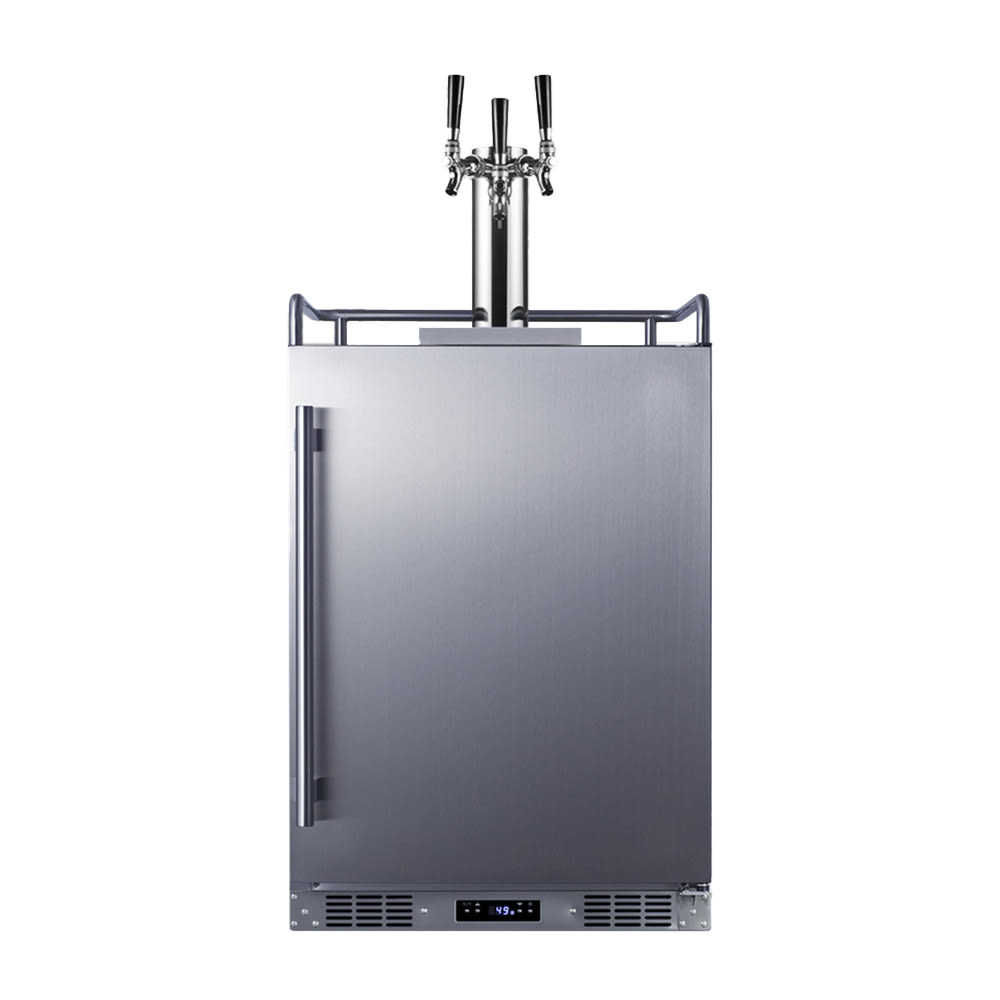 Summit SBC683OSTRIPLE 24" Kegerator Beer Dispenser w/ (3) 1/6 Keg Capacity - (1) Column, Stainless, 115v