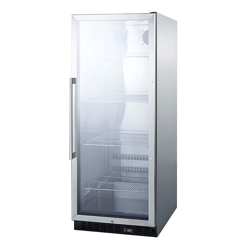 Summit SCR1156CSS 24" SCR Series One Section Glass Door Merchandiser - (1) Right Hinge Door, Silver, 115v