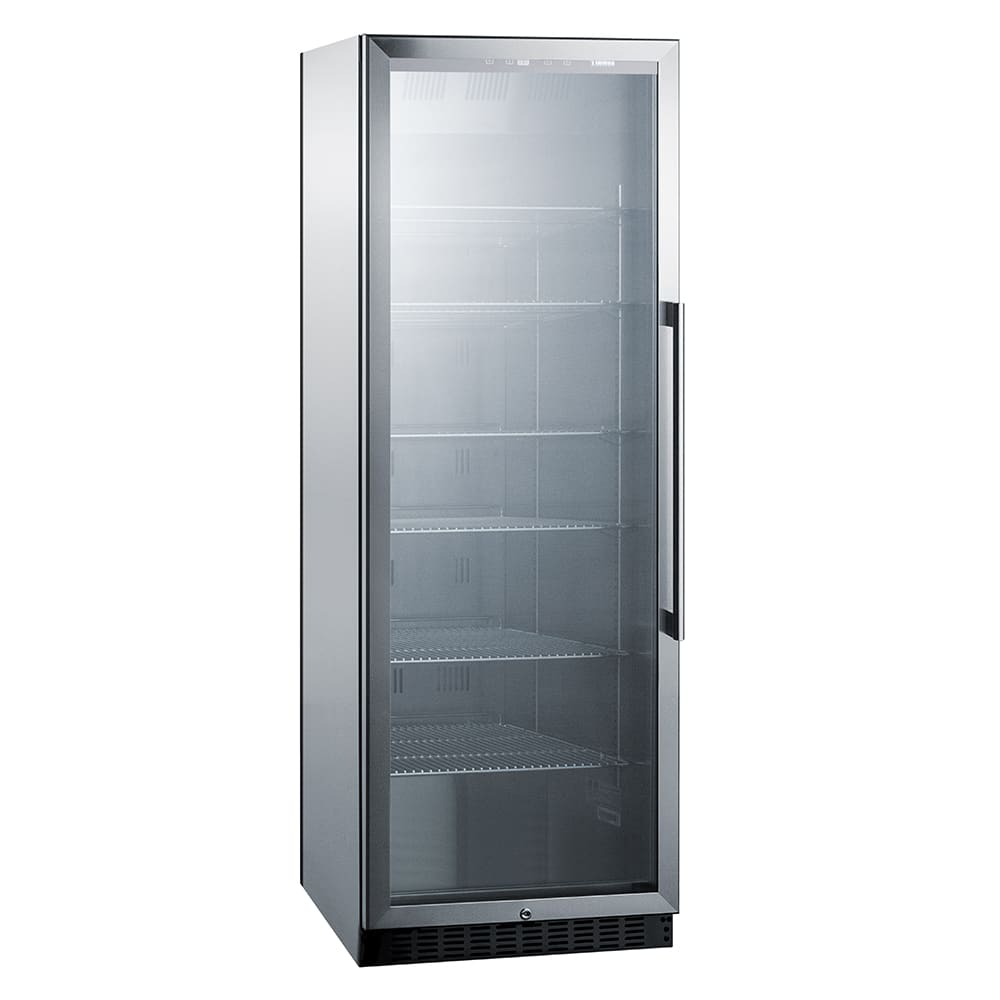 Summit SCR1401LHCSS 23 5/8" SCR Series One Section Glass Door Merchandiser - (1) Left Hinge Door, Silver, 115v