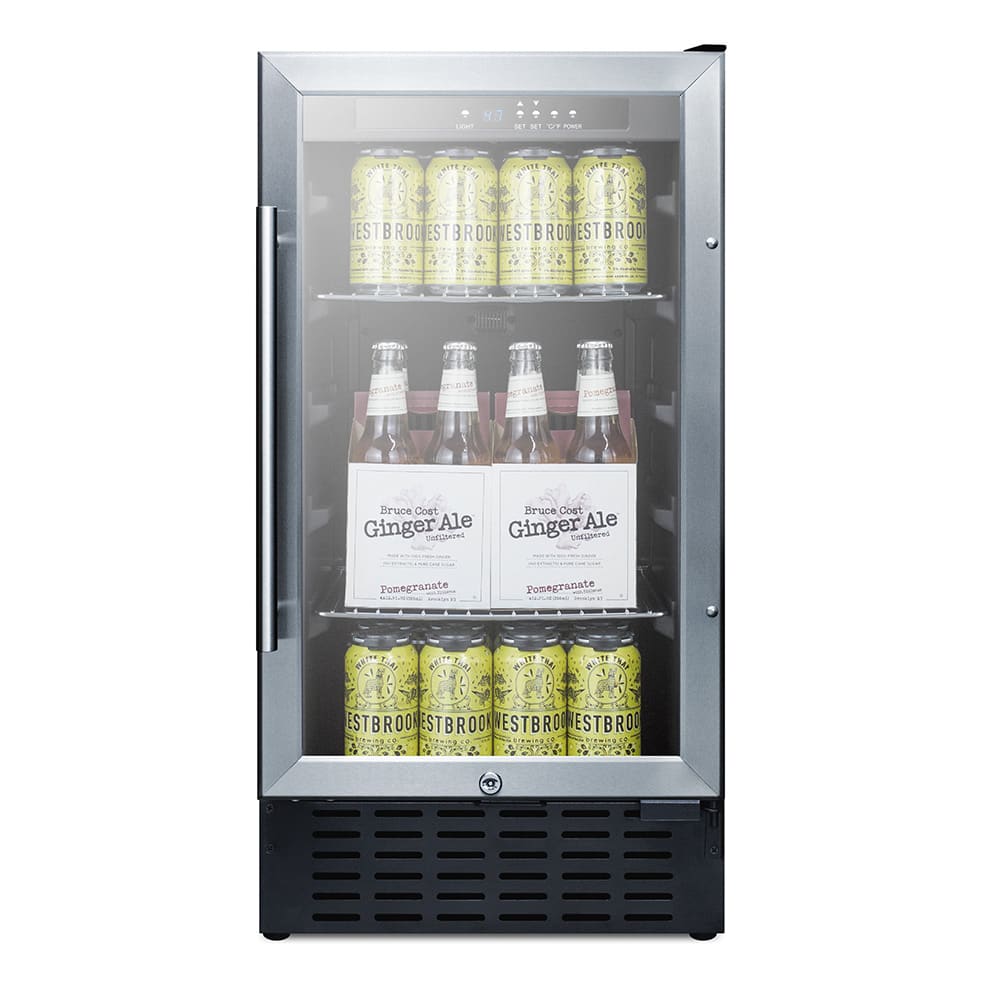 Summit SCR1841BCSSADA 18"W Undercounter Refrigerator w/ (1) Section & (1) Glass Door - Stainless Steel, 115v
