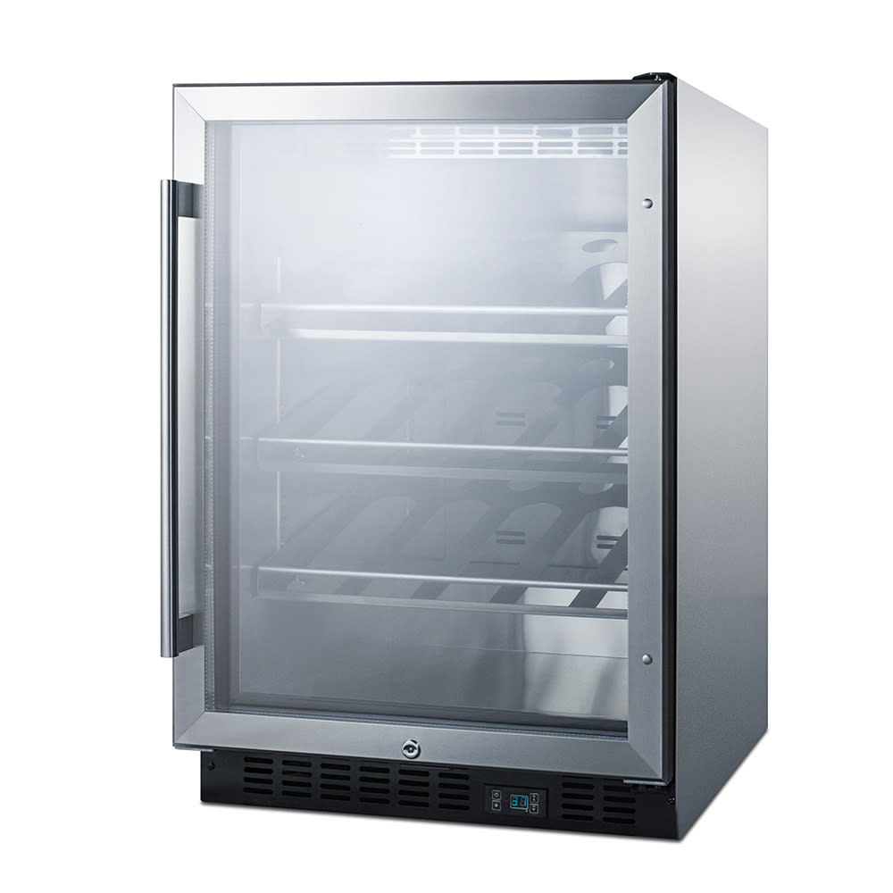Summit SCR610BLCHCSS 24" One Section Wine Cooler w/ (1) Zone - 20 Bottle Capacity, 115v