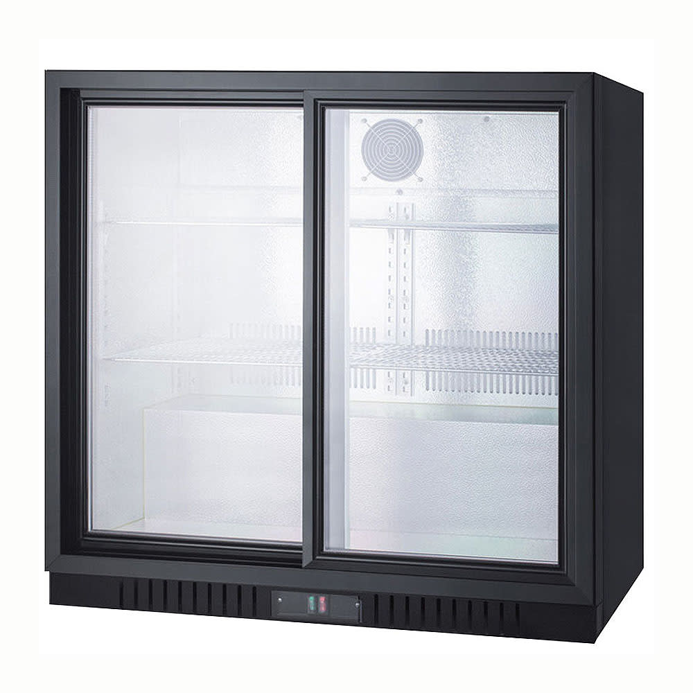 Summit SCR700B 36" Countertop Refrigerator w/ Front Access - Sliding Door, Black, 115v