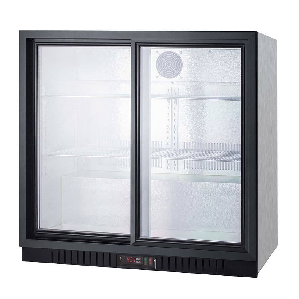 Summit SCR700BCSS 35 1/2" Bar Refrigerator - 2 Sliding Glass Doors, Stainless, 115v