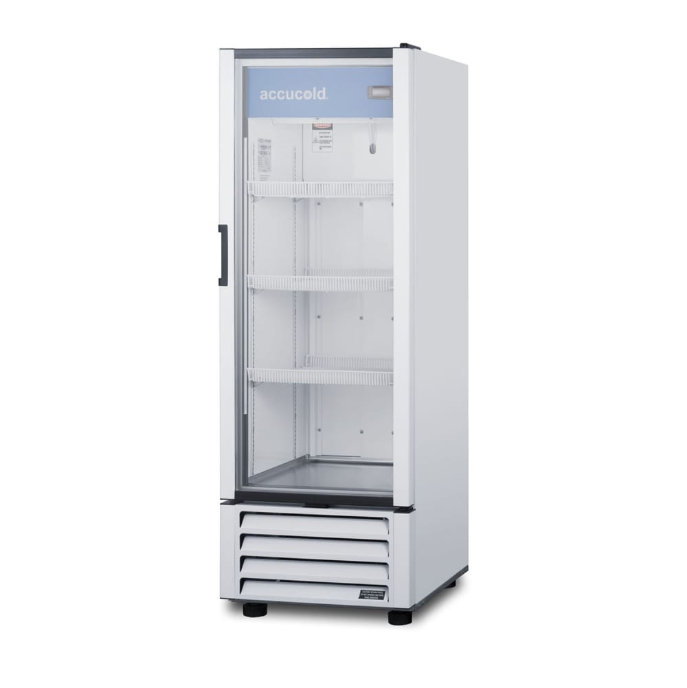 Accucold 21" SCR Series One Section Glass Door Merchandiser - (1) Right Hinge Door, White, 115v (SCR801G)