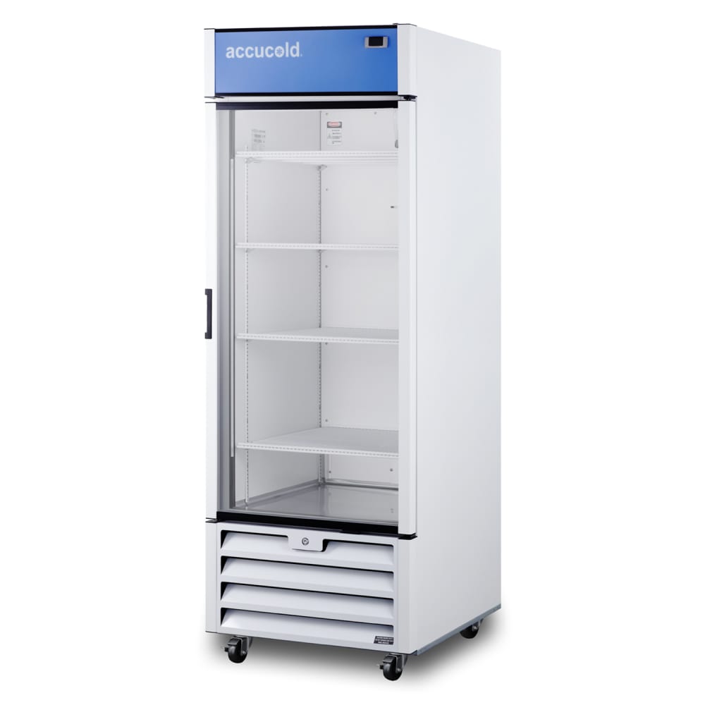 Accucold 29 7/8" SCRR Series One Section Glass Door Merchandiser - (1) Right Hinge Door, White, 115v (SCRR261G)