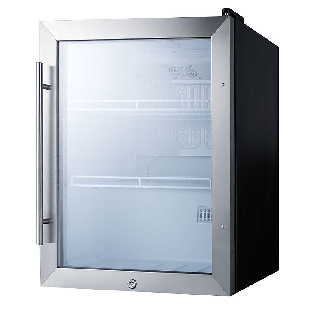 Summit SPR314LOS 2.1 cu ft Outdoor Refrigerator w/ Glass Door - Black/Stainless, 115v
