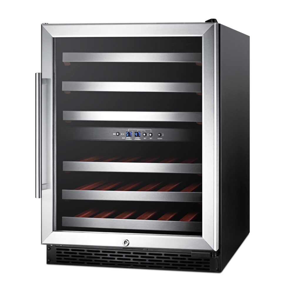 Summit SWC530BLBIST 23 5/8" One Section Wine Cooler w/ (2) Zones - 46 Bottle Capacity, 115v