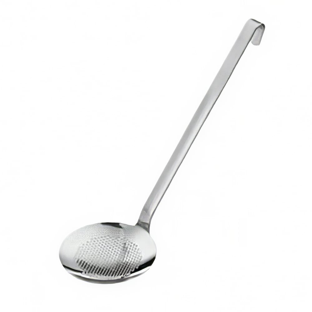 Rosle 13.8" Fine Perforated Skimmer w/ Hooked Handle, 4.7" Round, Stainless (10057)