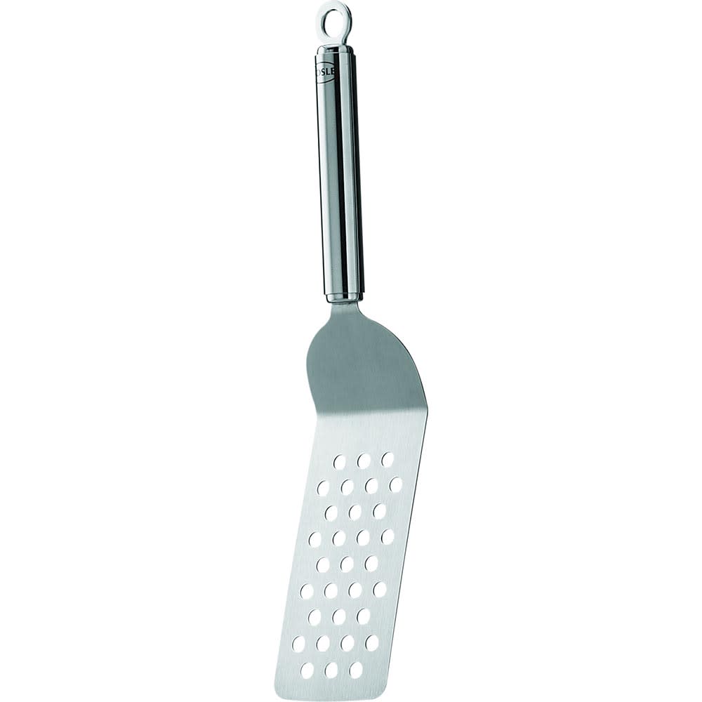 Rosle Perforated Angled Spatula w/ Round Handle, 6.9x2.6" Blade, Stainless (12547)