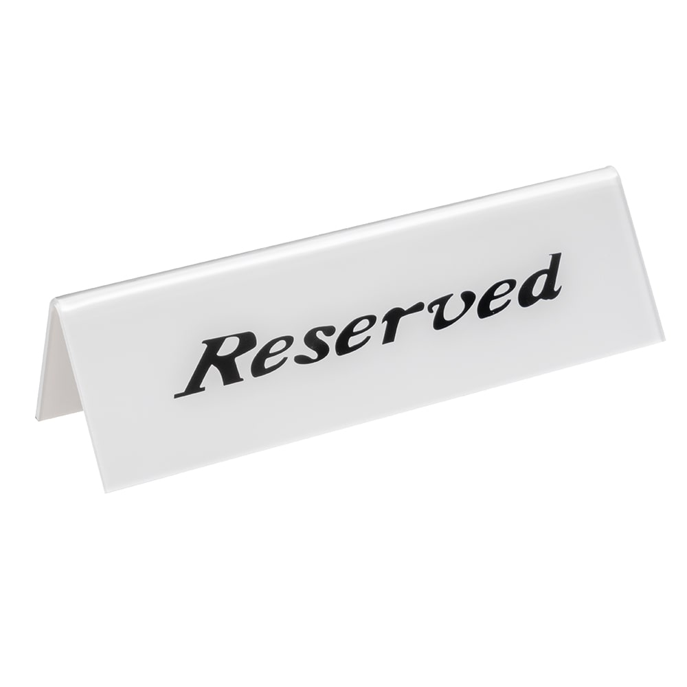 American Metalcraft 2601H "Reserved" Table Tent Sign - 2" x 6", White/Black