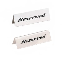 American Metalcraft 2601H "Reserved" Table Tent Sign - 2" x 6", White/Black thumbnail 4