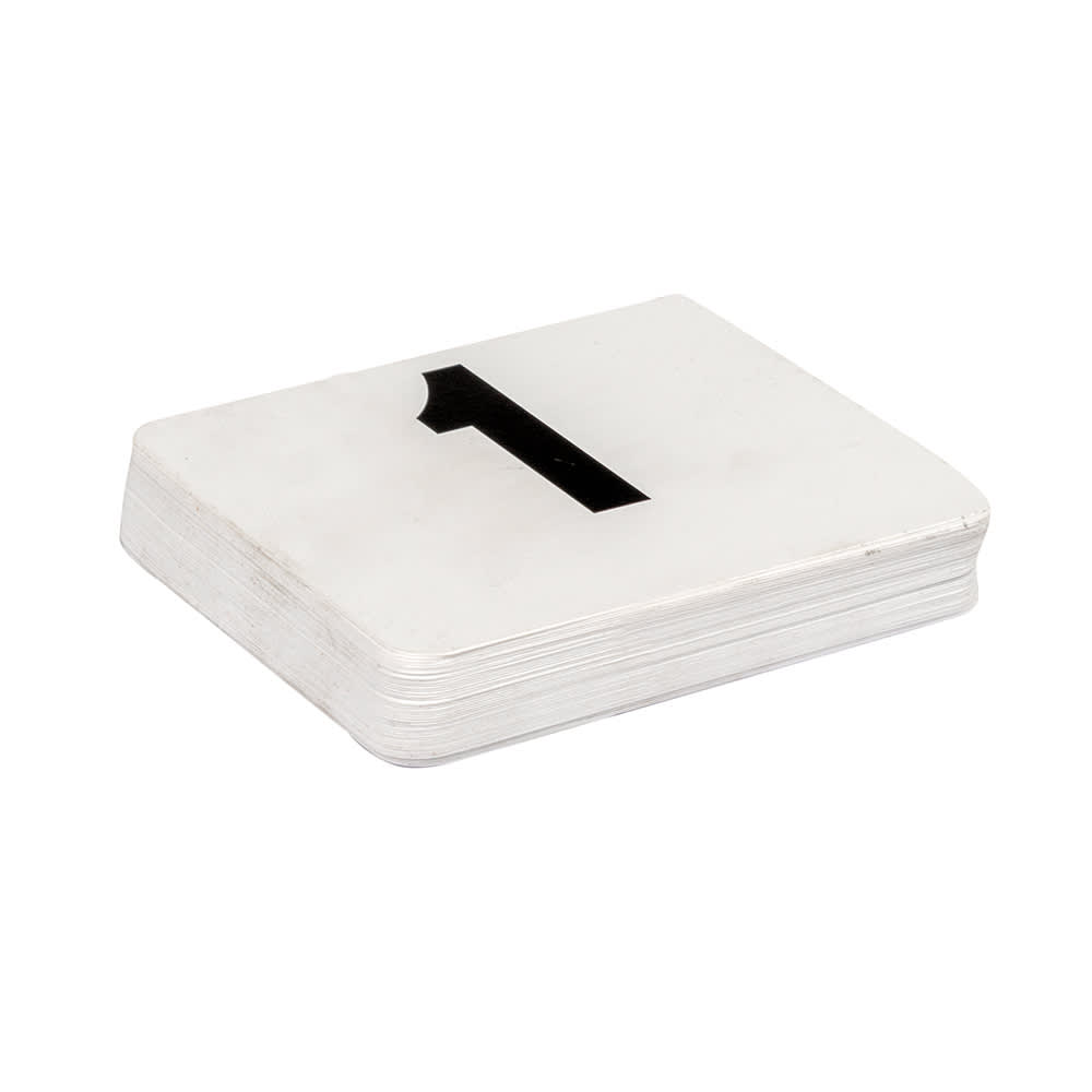 American Metalcraft 450 Tabletop Number Cards - #1 50, 4" x 4", White/Black