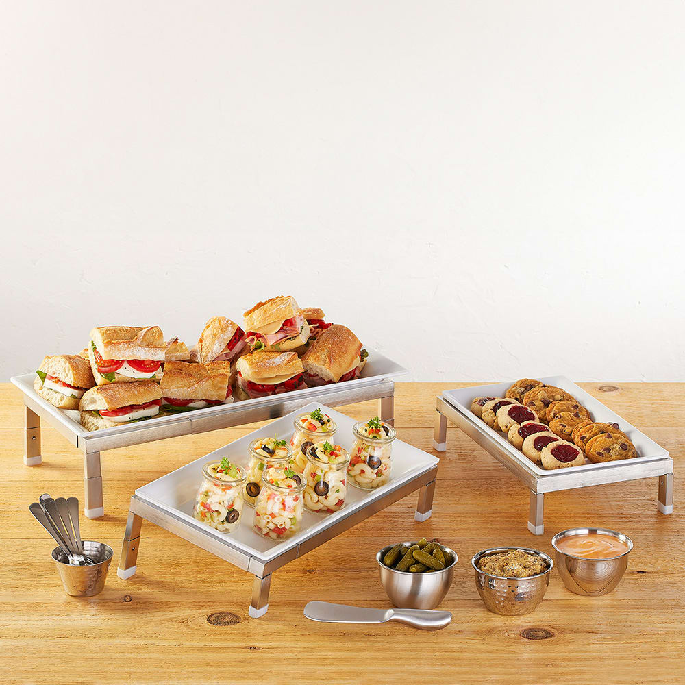 American Metalcraft AS20 Adjustable Rectangular Display Stand - 12 1/8"L x 7 1/4"W x 3"H, Stainless