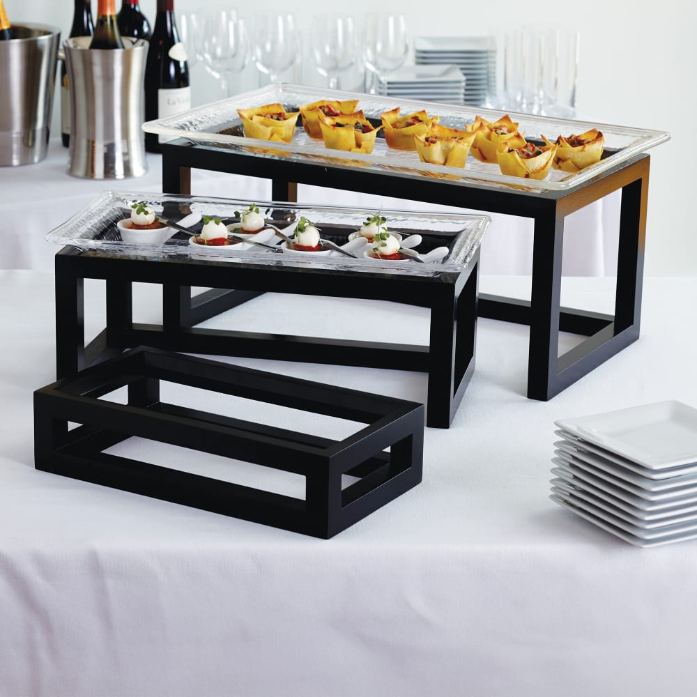 American Metalcraft AWR10 3 Piece Riser Set, Lacquered Wood, Black