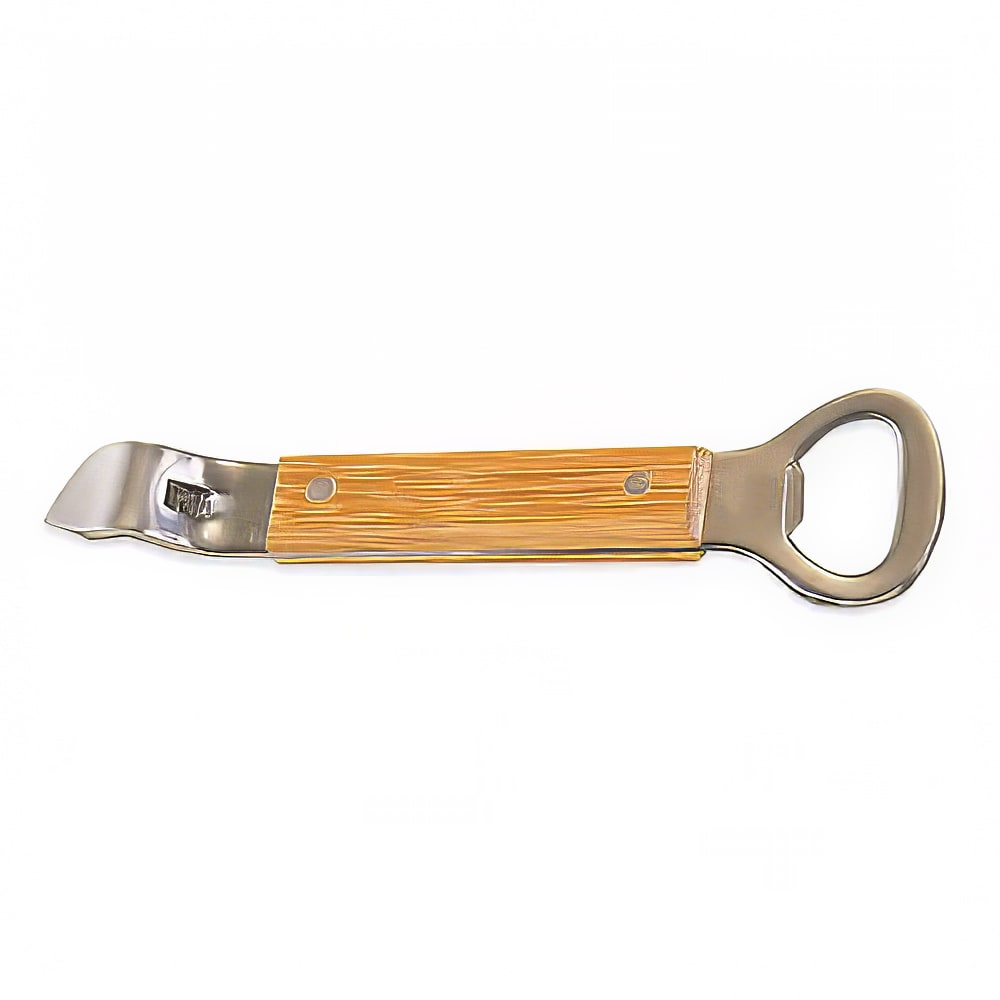 American Metalcraft BBC39 4 1/2" Bottle Opener/Can Punch, Stainless w/ Hardwood Handle