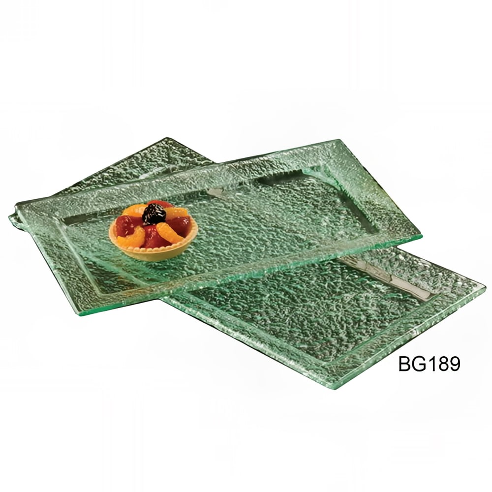 American Metalcraft BG189 18" x 9" Rectangular Platter - Bubble Glass, Green