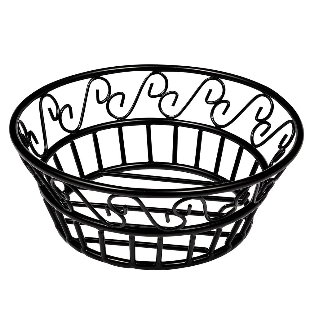 American Metalcraft BLSB80 8" Bread Basket w/ Scroll Design, Wrought Iron/Black