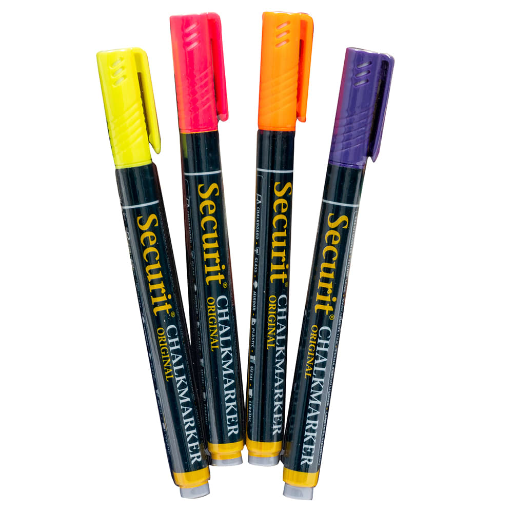 American Metalcraft BLSMA100V4TR Mini Tip Chalk Markers, Assorted Tropical Colors