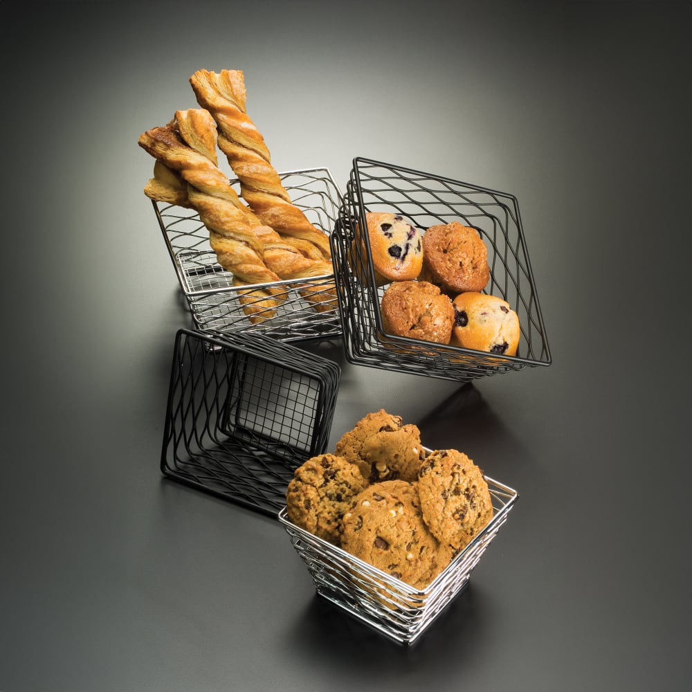 American Metalcraft BNRB64B Riser/Basket, 6x4", Black