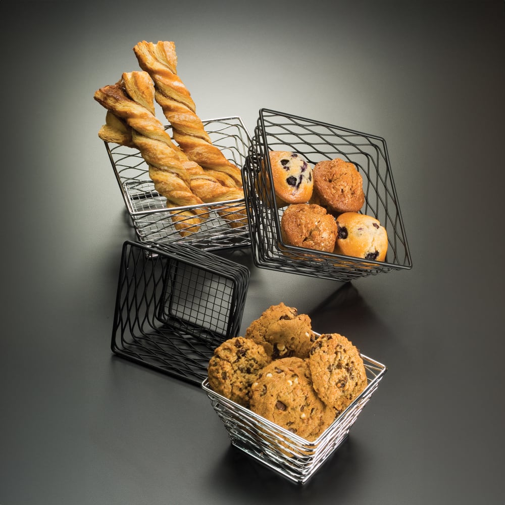 American Metalcraft BNRB86B Riser/Basket, 8x6", Black