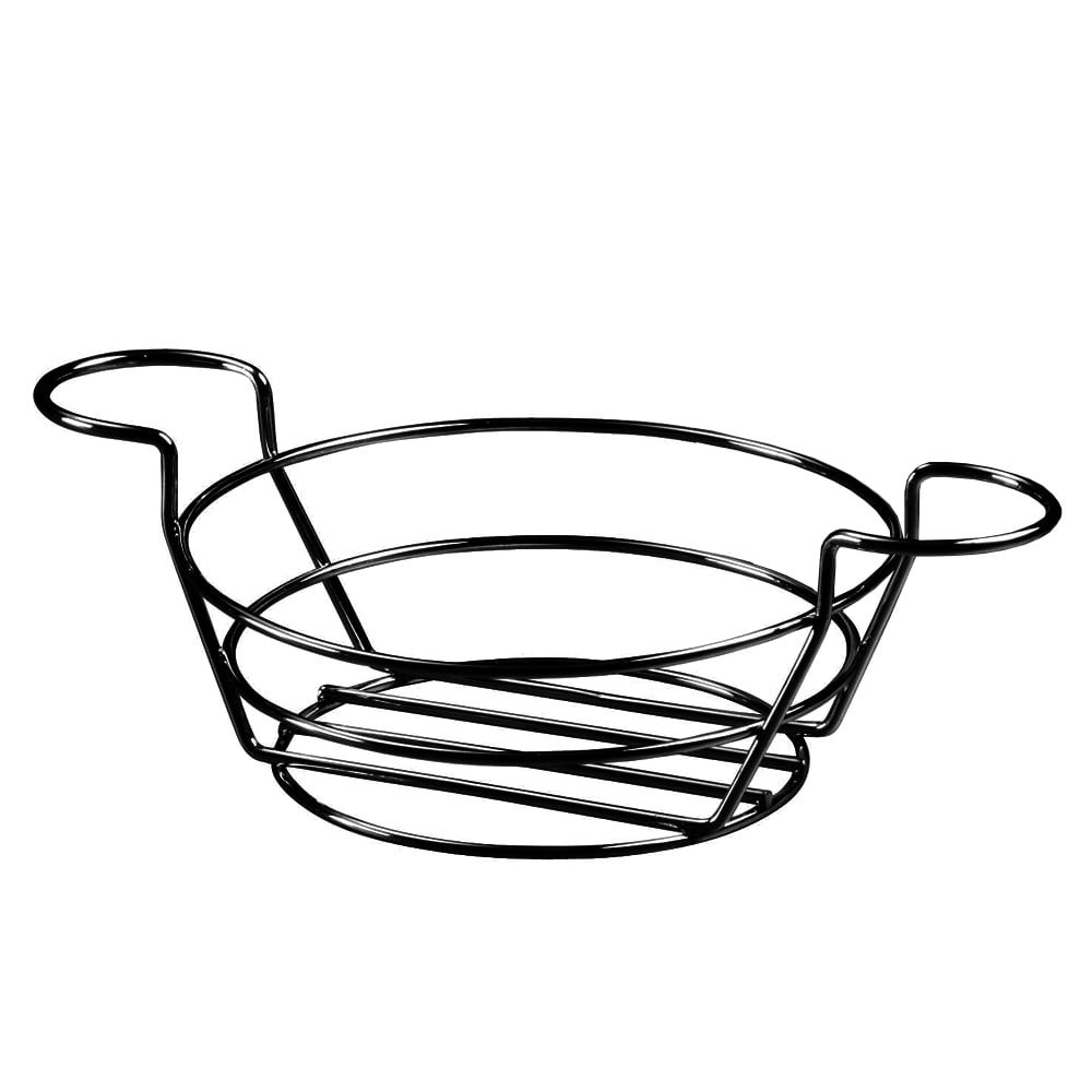 American Metalcraft BSKB80 8" Round Wire Basket w/ Ramekin Holder, Black