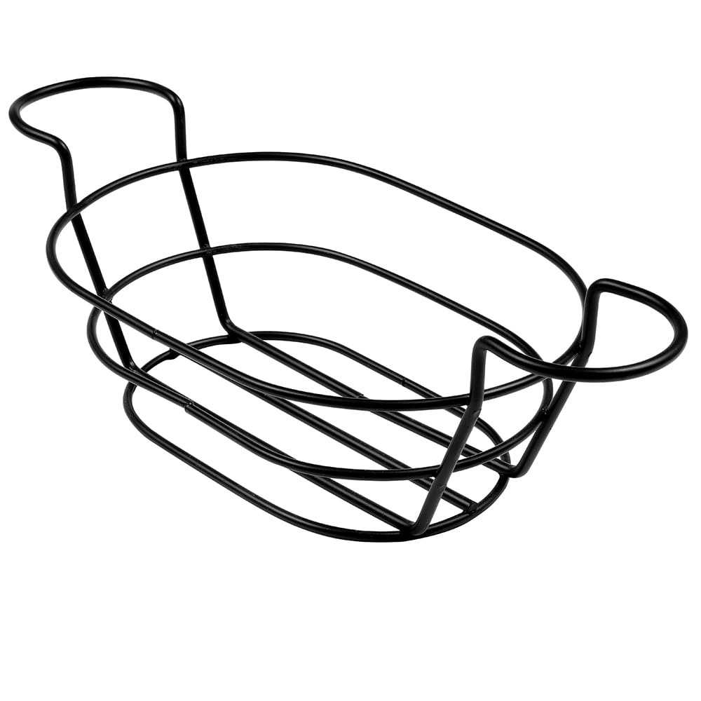 American Metalcraft BSKB96 Oval Wire Basket w/ Ramekin Holder, 6x9", Black