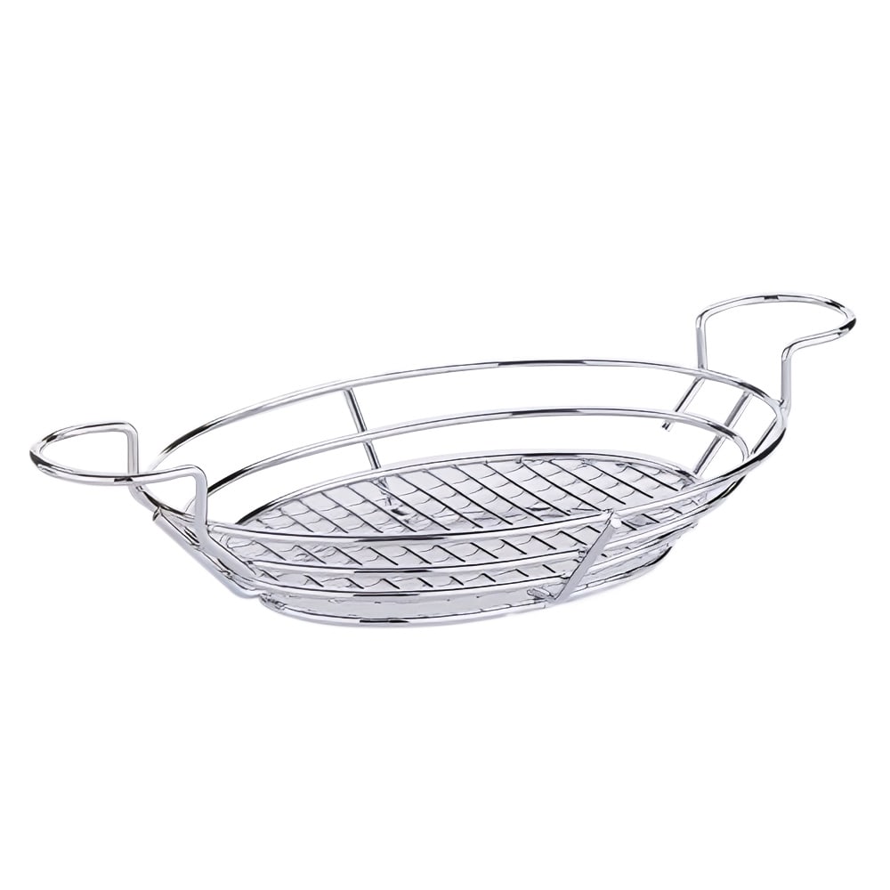 American Metalcraft BSKC118 Oval Wire Basket w/ Ramekin Holder, 11x8", Chrome