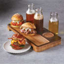 American Metalcraft BWF3 Pairing Taster Flight Board w/ (3) Cutouts - 13 7/8" x 6 7/8", Carbonized Bamboo thumbnail 2