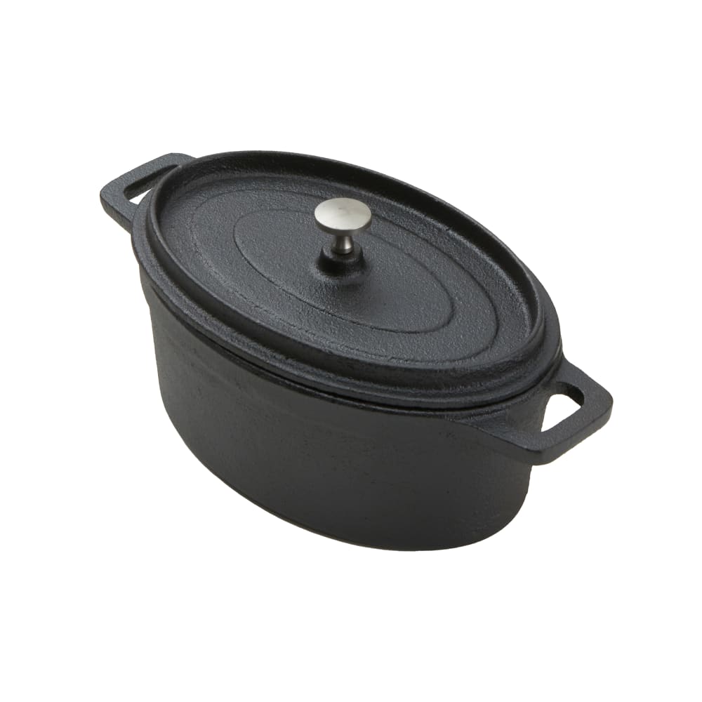 American Metalcraft CIPOV745 Oval Baking Dish w/ 23 1/2 oz Capacity & Handle/Lid, Cast Iron