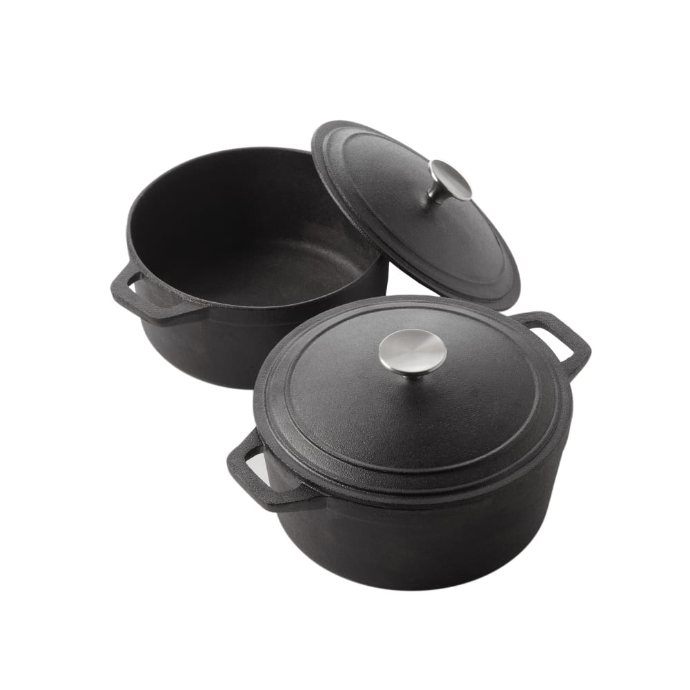 American Metalcraft CIPR3 3 qt Round Casserole Dish with Lid - Cast Iron