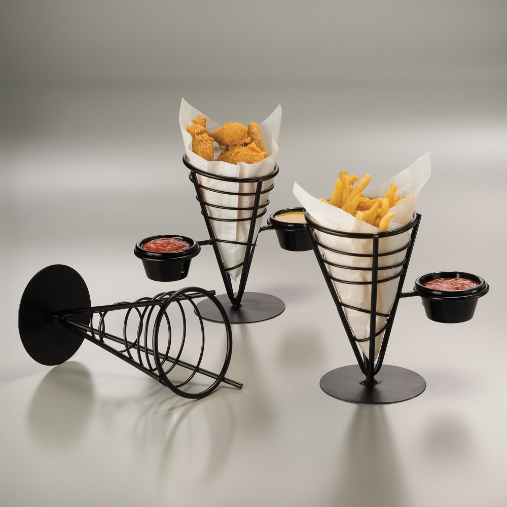 American Metalcraft FBS591 Conical French Fry Basket w/ 1 Ramekin, Wrought Iron/Black