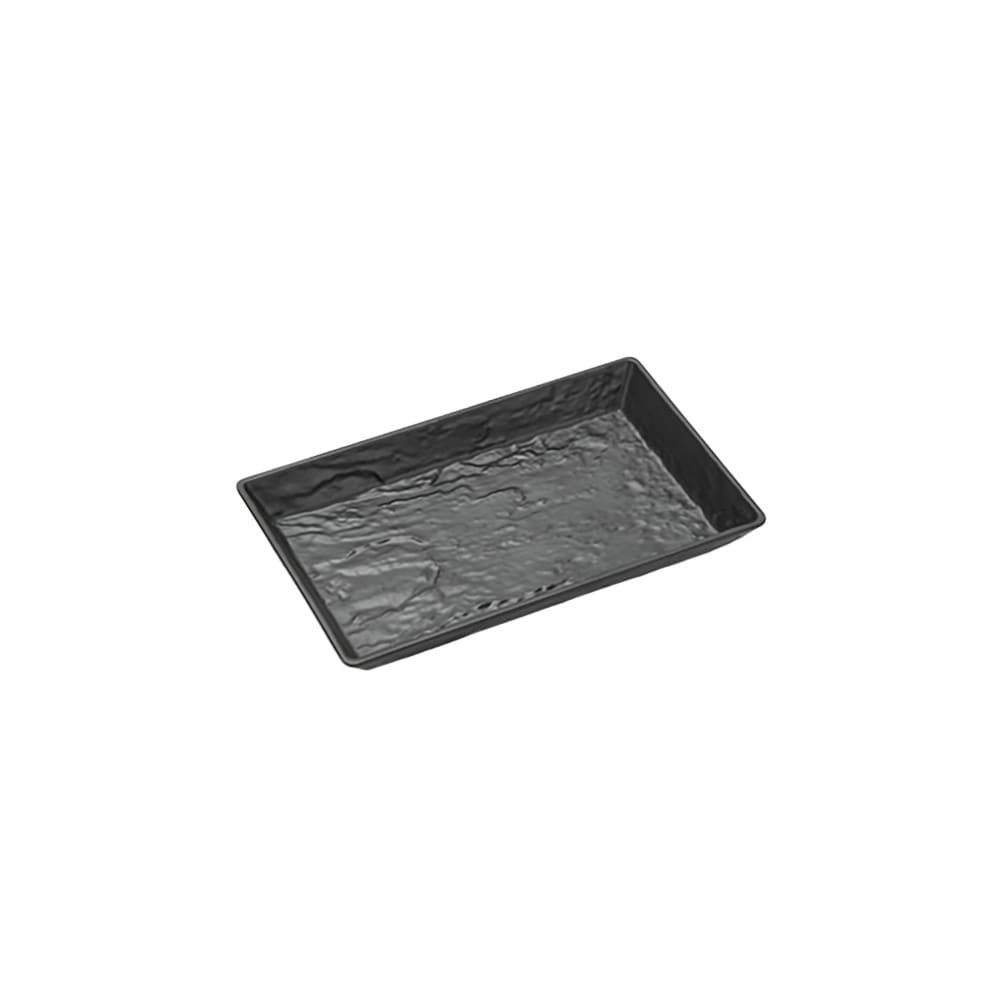 American Metalcraft FSMEL12 12" x 7"  Rectangular Faux Slate Tray - Melamine, Black