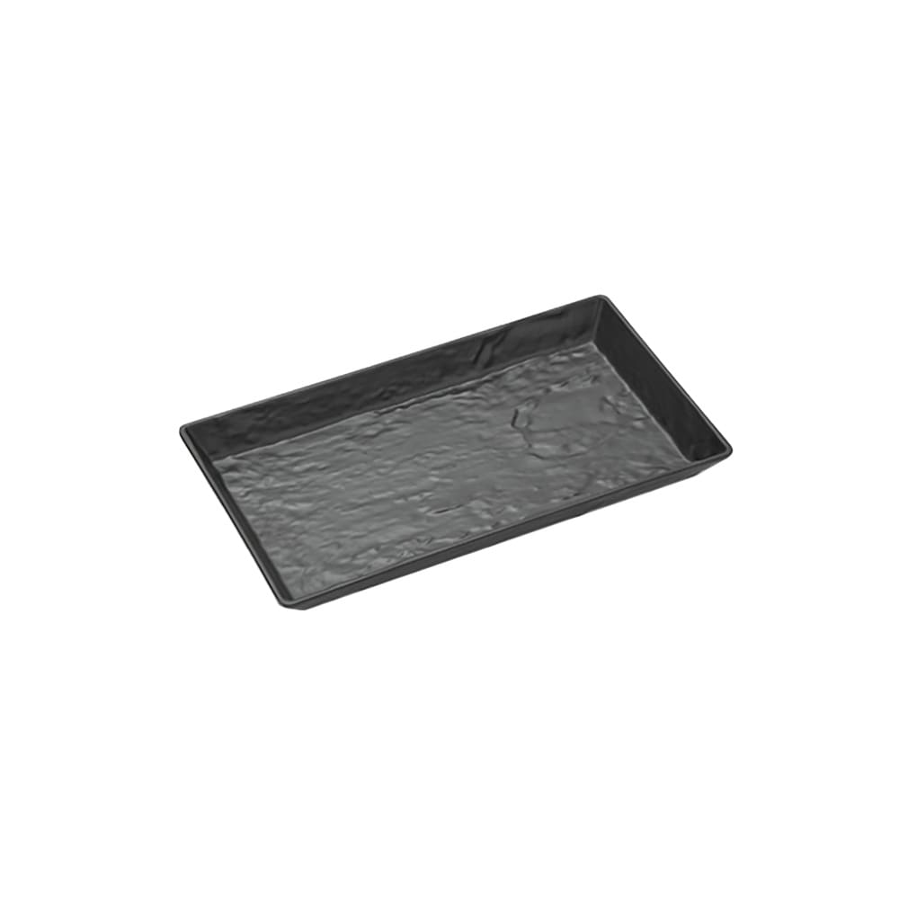 American Metalcraft FSMEL19 14" x 7 1/2" Rectangular Faux Slate Tray - Melamine, Black
