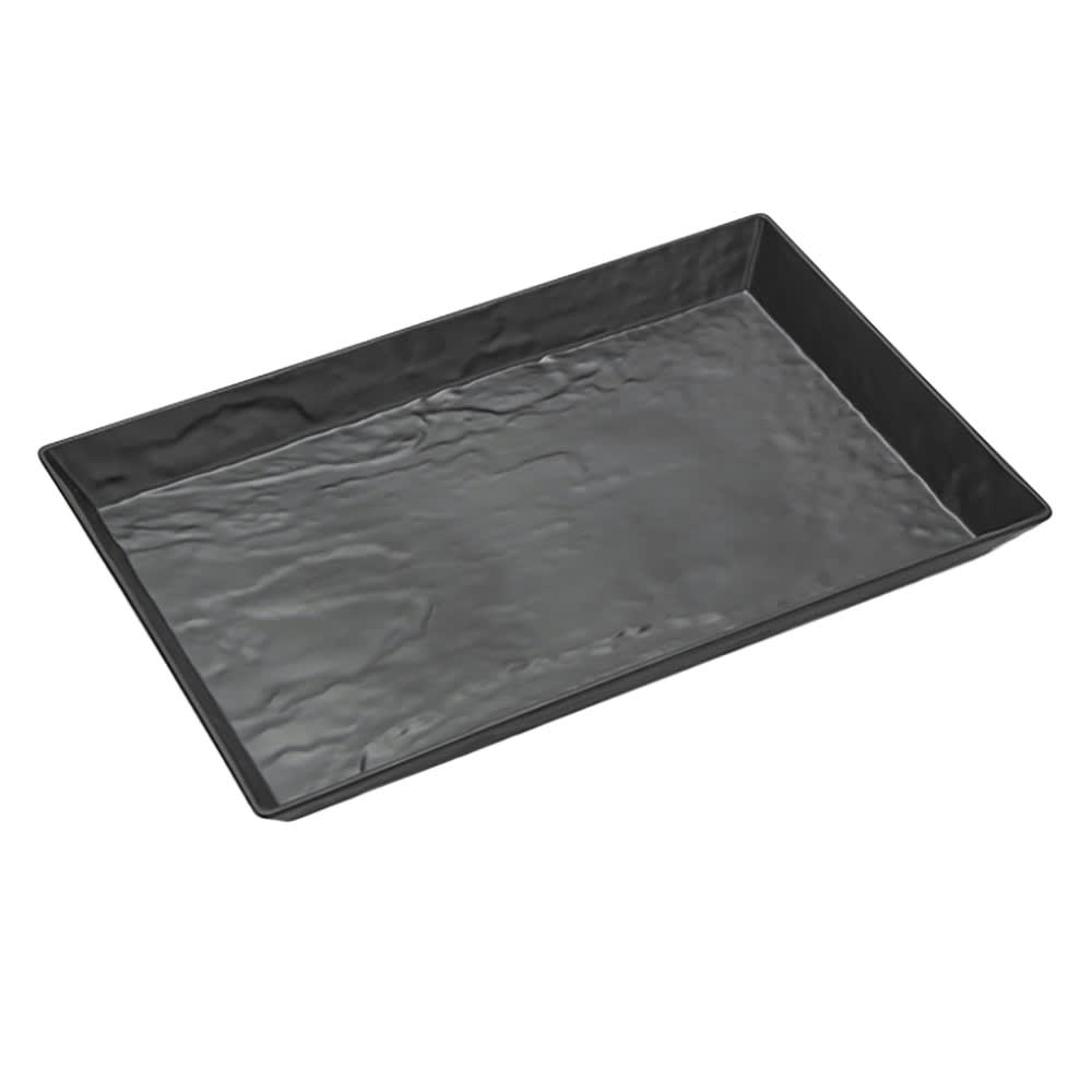 American Metalcraft FSMEL23 18" x 8 1/4" Rectangular Faux Slate - Melamine, Black