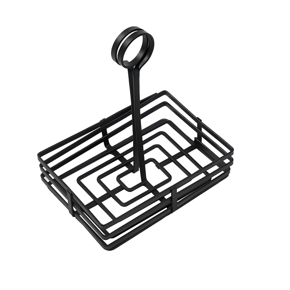 American Metalcraft FWC68 Flat Condiment Basket w/ Slotted Handle, Black